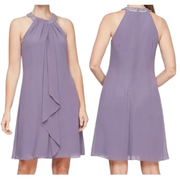 SLNY Icy Orchid Dress NWT Plus Size 20W Chiffon Overlay Formal - Picture 2 of 2